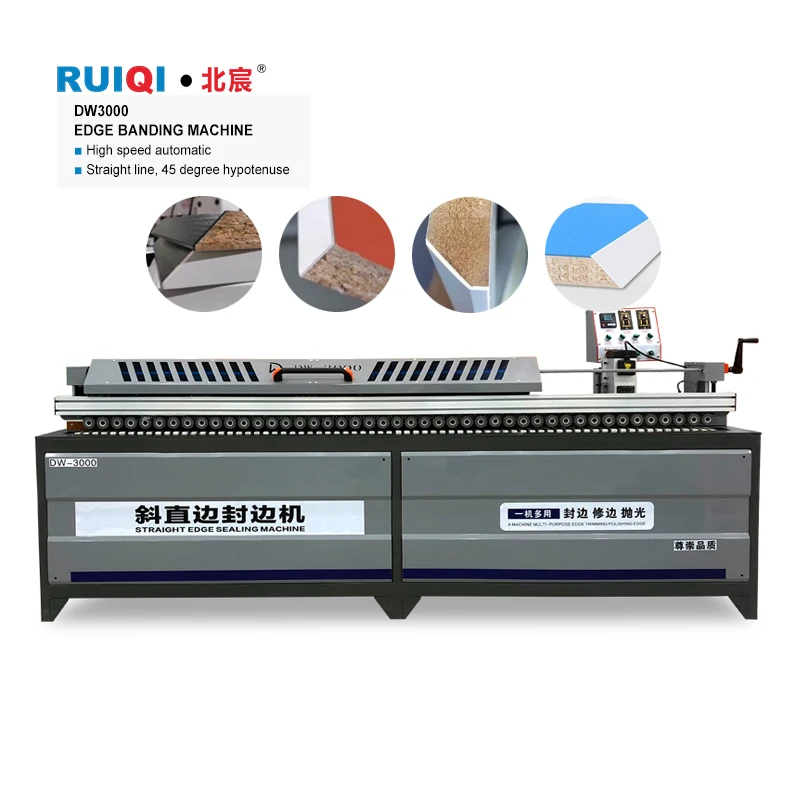 DW3000 Edge Banding Oblique Bevel Straight Line Woodworking Panel Furniture Pvc 45 Degree Automatic Edge Banding Machine
