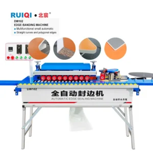 DW102 Automatic MDF Machine for Woodworking Furniture PVC Veneer Corner Rounding Trimming Banding Bander Curved Cabinet Motor