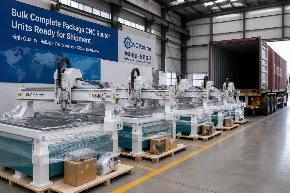 Bulk Complete Package CNC Router units for distribution Bulk complete package CNC router units ready for shipment from a Chinese manufacturing facility